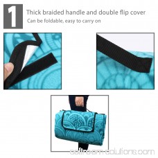 (79x79)Water Resistant Foldable Picnic Blanket Mat Rug (Blue Grid) 568874289